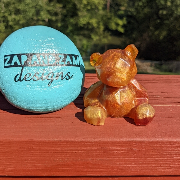 Teddy Bear Resin Art Orange Beautiful Cute Handmade Gift Bears Unique Gifts - Picture 9 of 10